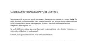 Conseils Soutenance Rapport de Stage
