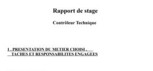 Rapport de Stage sur le métier de contrôleur technique dans l'automobile.