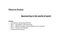 The Sponsoring in the world of sport