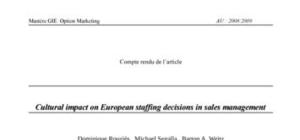 Cultural impact on European staffing decisions in sales management