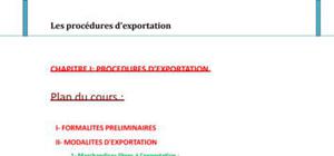 Les procédures d'exportation