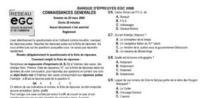 Annales Concours Bachelor EGC - Connaissances Sujet 2008