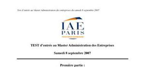 IAE concours test d'entrée 2007