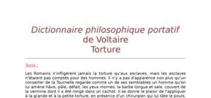 Lecture analytique sur "Torture" de Voltaire