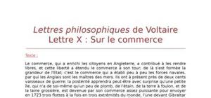 Lecture analytique sur la lettre X "Sur le commerce" de Voltaire