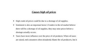 Causes high oil prices
