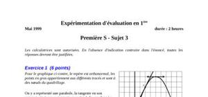 Evaluation 1ère S (fonctions et dérivées)