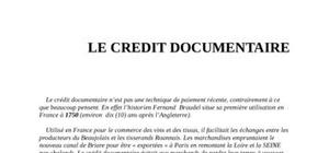 Le credit documentaire