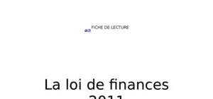 Loi de finance 2011 maroc