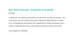 Bac fiche français : la poésie et le poète