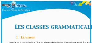 Les classes grammaticales : Fiche de révision Brevet