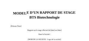 Rapport de Stage BTS Biotechnologie
