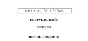 Épreuve anticipée Histoire-Géographie Bac S 2103