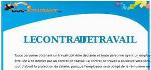 Le Contrat de Travail : Cours Droit Terminale STG