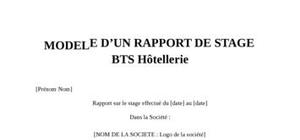 Rapport de Stage BTS Hôtellerie