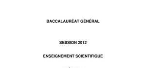 Sujet d'Enseignement Scientique Bac L 2012