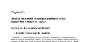 Analyse du marché touristique algérien et de ses concurrents : maroc et tunisie