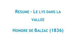 Le lys dans la vallée, Balzac - Fiche de lecture Français