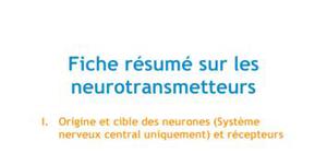 Fiche résumé sur les neurotransmetteurs - MEDECINE PACES