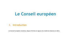 Le Conseil Européen - Droit L1